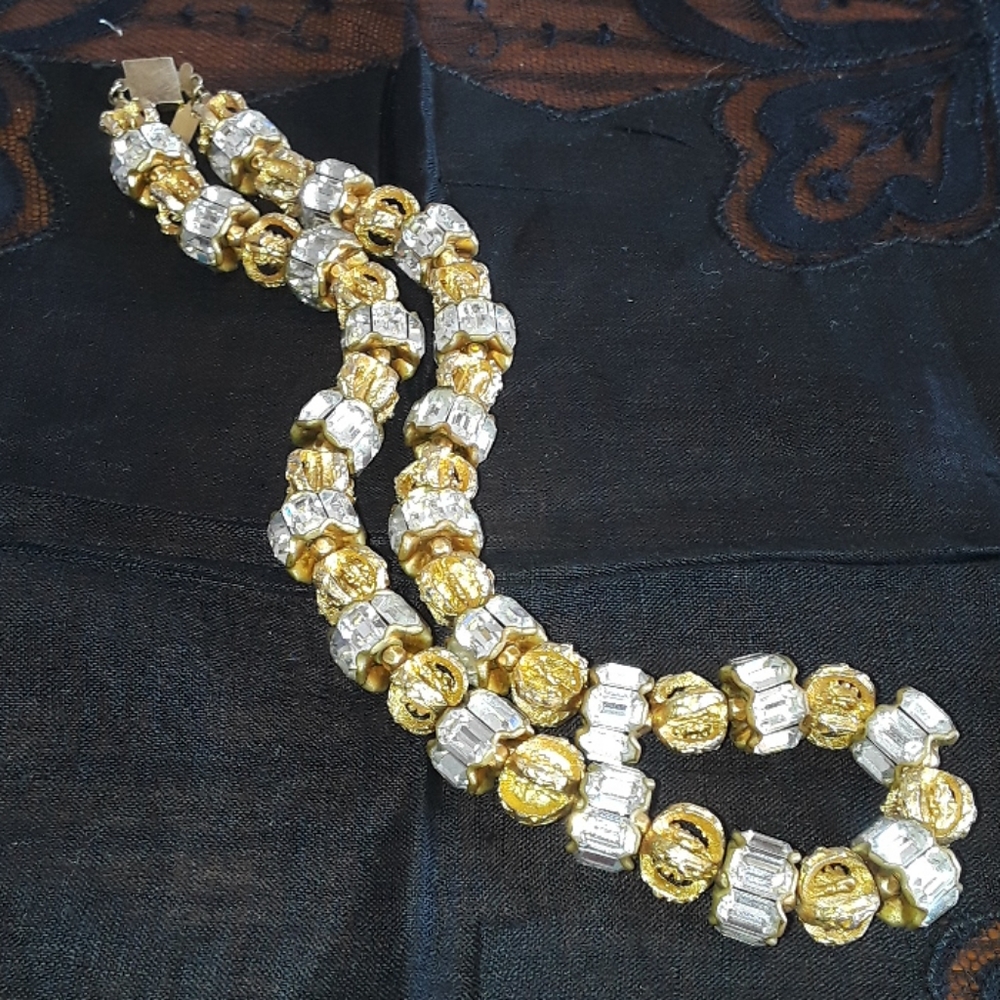 Hattie Carnegie Gold & Rhinestone necklace